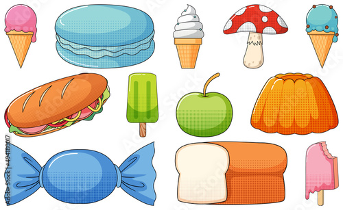 Set of vintage style cartoon on white background