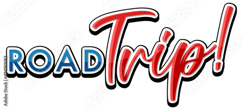 Road trip text icon on white background