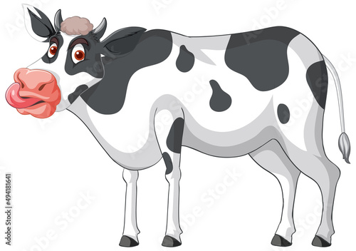 Dairy cow sticking tongue out cartoon character