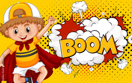 Abbreviation and facial expression retro comic banner design