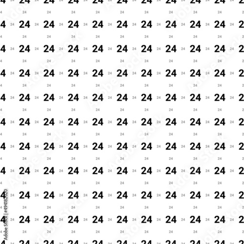 Square seamless background pattern from black around the clock symbols are different sizes and opacity. The pattern is evenly filled. Vector illustration on white background