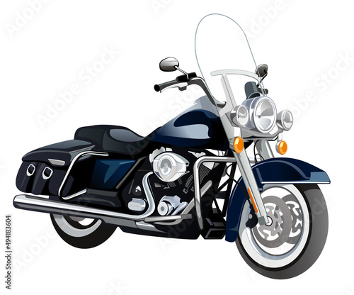Classic old-fashioned motorcycle on a white background. Vector illustration.