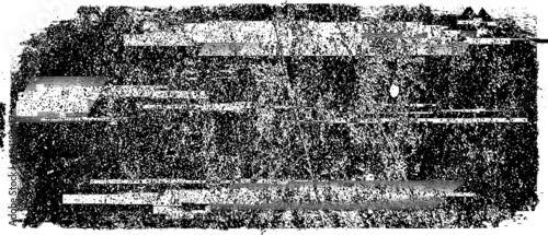 Glitch distorted geometric shape . Noise destroyed logo . Trendy defect error shapes . Glitched frame .Grunge textured . Distressed effect .Vector shapes with a halftone dots screen print texture.