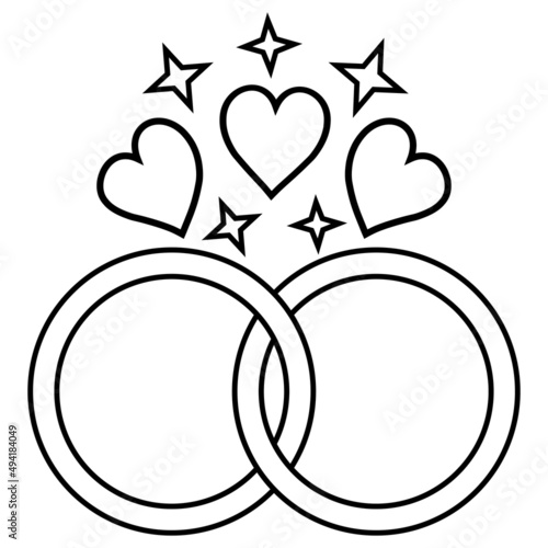 Two wedding rings with hear...
