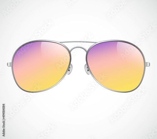 Aviator Sunglasses Illustration Background. Sunset. Police isolated sunglasses