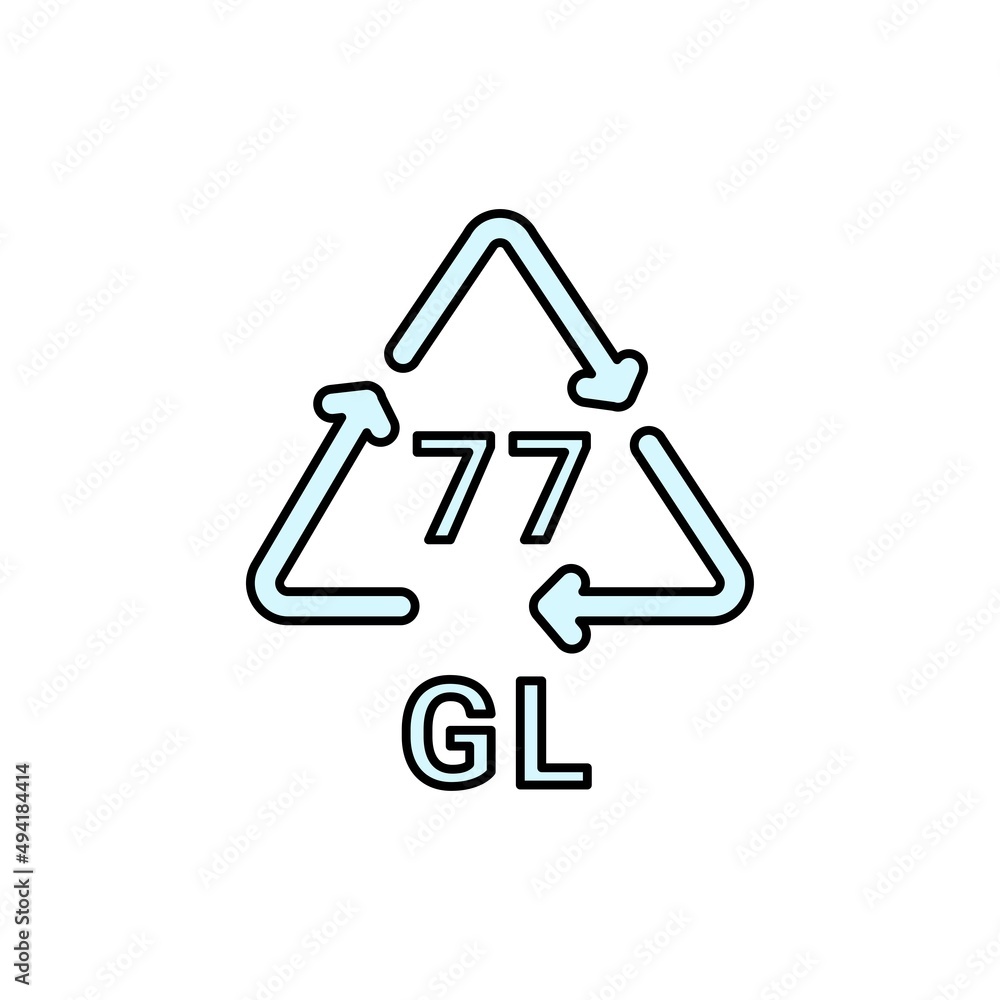 Glass recycling code GL 77 line icon. Consumption code. Glass recycling code GL 77 line icon. Consumption code.