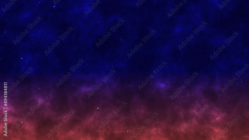 Abstract digital particle on abstract blue and red sky background