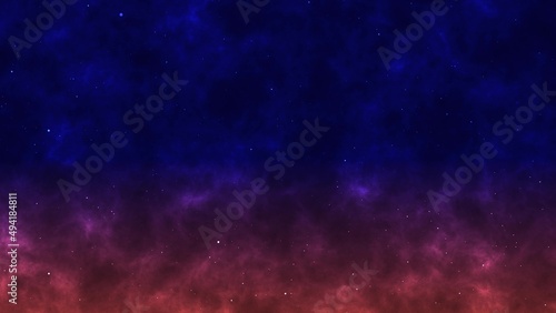 Abstract digital particle on abstract blue and red sky background