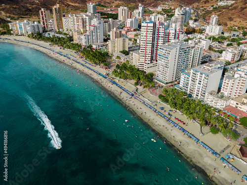 Aerial view on Rodadero in Santa Marta, Magdalena, Colombia photo