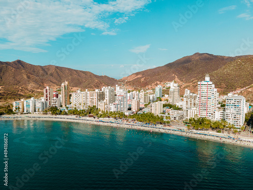 Aerial view on Rodadero in Santa Marta, Magdalena, Colombia