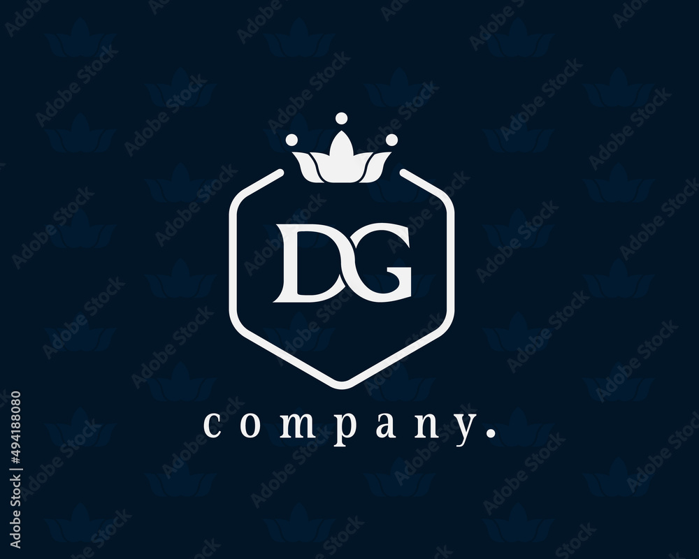 Letter DG crown monogram. Elegant logo and creative typography. The graceful vintage emblem for book design, brand name, business card, restaurant, boutique, hotel, cafe, badge, label. Vector symbol. Letter DG crown monogram. Elegant logo and creative typography. The graceful vintage emblem for book design, brand name, business card, restaurant, boutique, hotel, cafe, badge, label. Vector symbol.