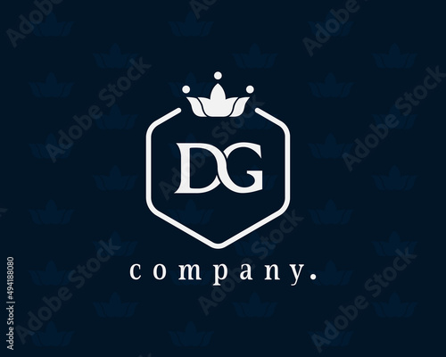 Letter DG crown monogram. Elegant logo and creative typography. The graceful vintage emblem for book design, brand name, business card, restaurant, boutique, hotel, cafe, badge, label. Vector symbol.