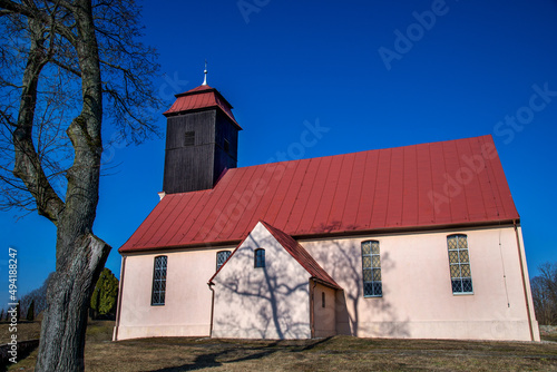 Built in 1740, the Catholic Church of Of the Assumption of the Blessed Virgin Mary in the village of Zaborowo on warmi in Poland.