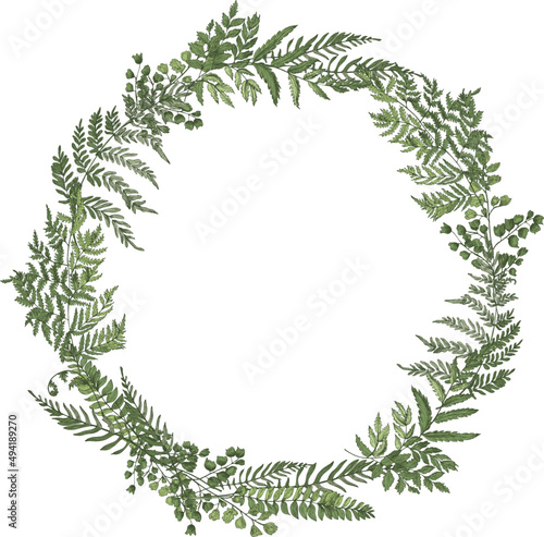 Fern Vintage Round Background Frame 