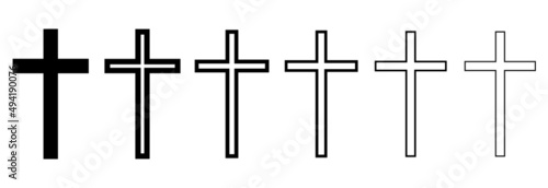 Cross vector icons.Set of cross symbols isolated on white background.Minimal cross linear icons.