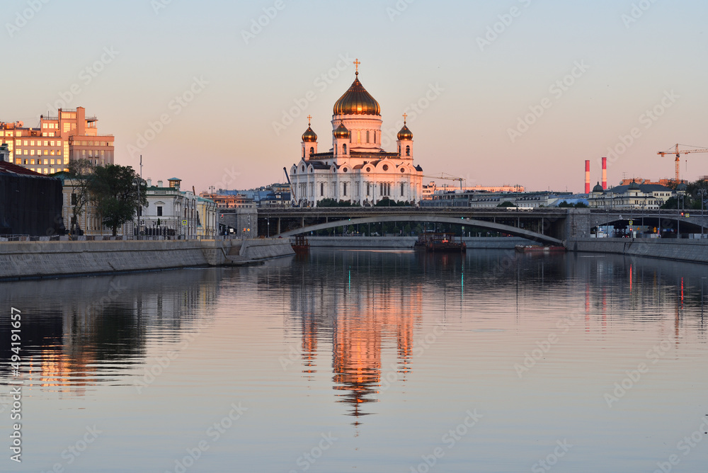 Cathedral of Christ the Saviour in the morning. Moscow, Russia.