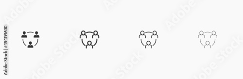 People network and communication flat illustration. 3 people in the circle