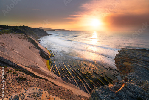 Sunset view from the Corniche between Hendaia and Saint Jean de Luz at the Basque Country..