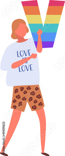 Homosexual Person on Pride Parade Illustration