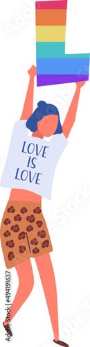 Homosexual Woman on Pride Parade Illustration