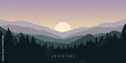 outdoor landscape background with mountain and forest