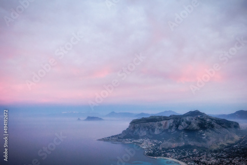 Palermo Sicily Coastal Hills Sunset