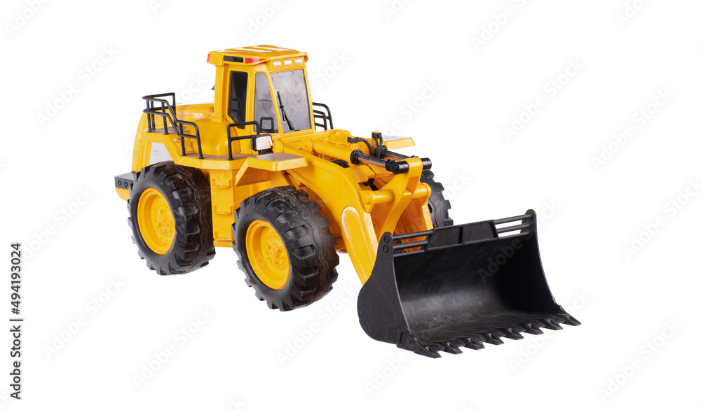 toy machine yellow bulldozer on a white background toy machine yellow bulldozer on a white background