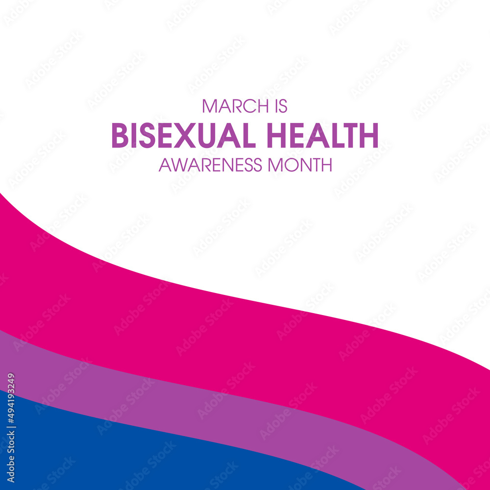 March is Bisexual Health Awareness Month vector. Waving bisexual pride