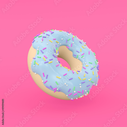 3d render illustration of donut. Modern trendy design bright colors.