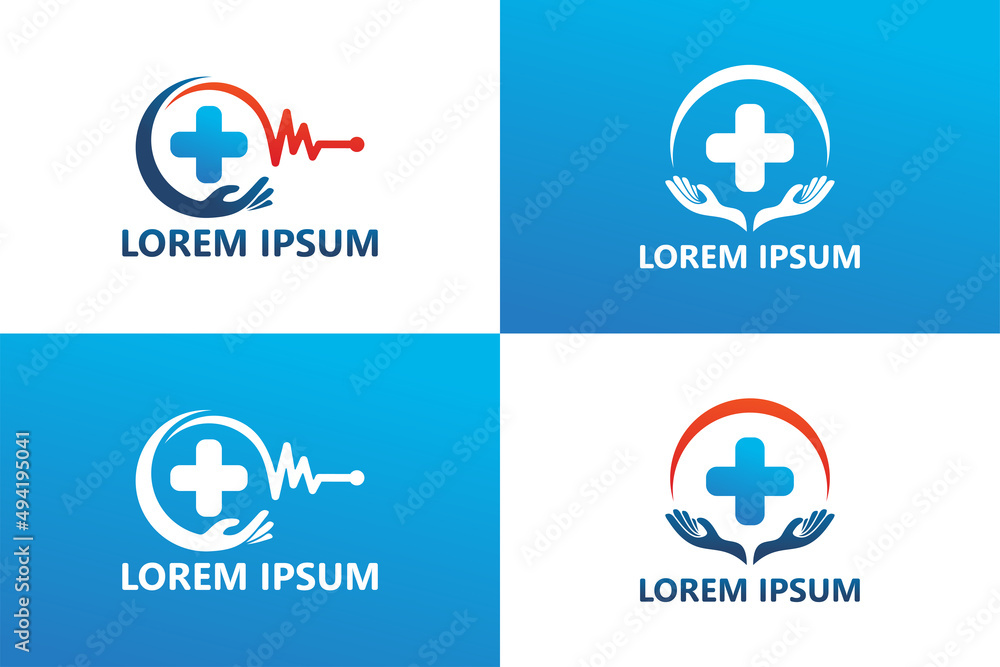 Set of health care logo template design vector