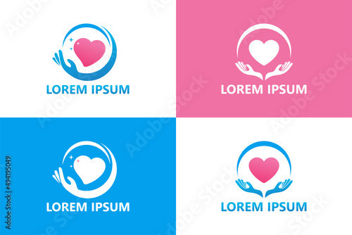Set of love care logo template design vector