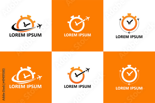 Set of travel time logo template design vector