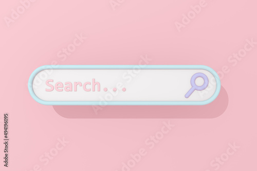 3d rendering illustration of browser search bar. Modern trendy design. Pastel colors. 