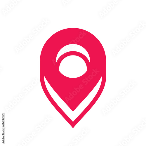 Location pin logo, navigation point icon, map pointer symbol vector