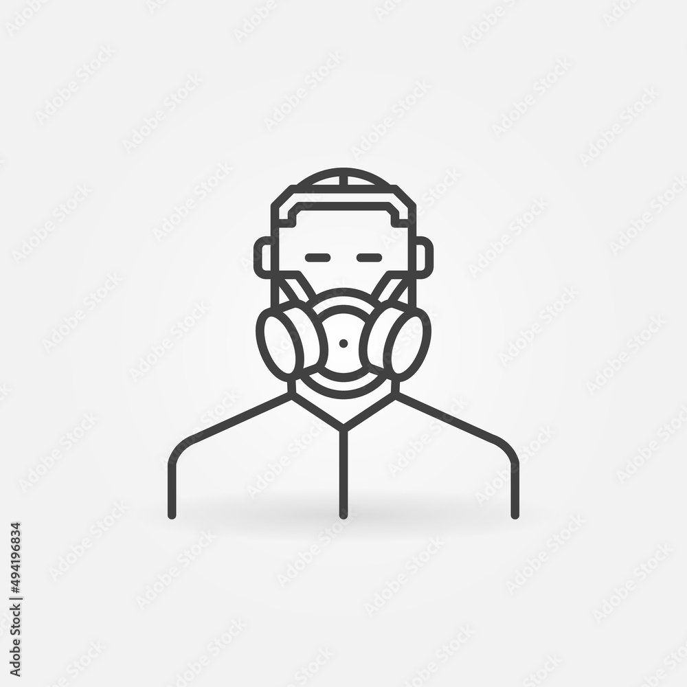 Man with Gas Mask vector concept line icon or sign Man with Gas Mask vector concept line icon or sign