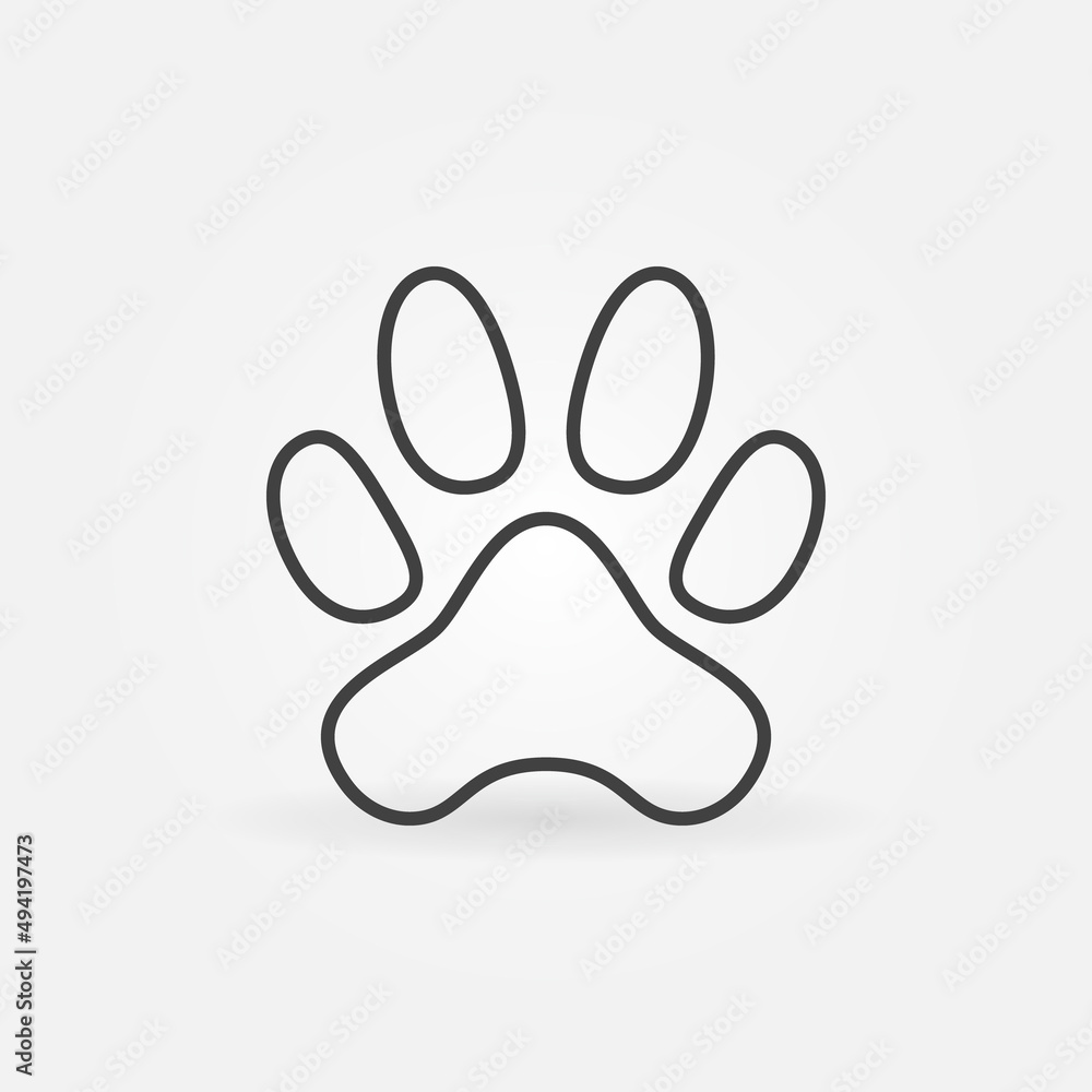 Vector Cat or Dog Paw Footprint concept outline icon Vector Cat or Dog Paw Footprint concept outline icon