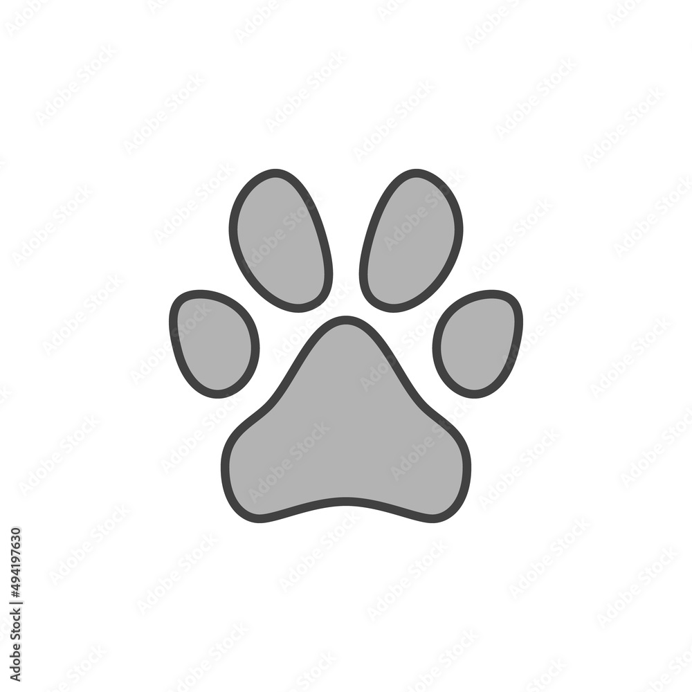 Vector Dog Paw Footprint concept gray modern icon Vector Dog Paw Footprint concept gray modern icon