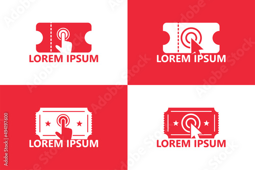 Set of click ticket logo template design vector