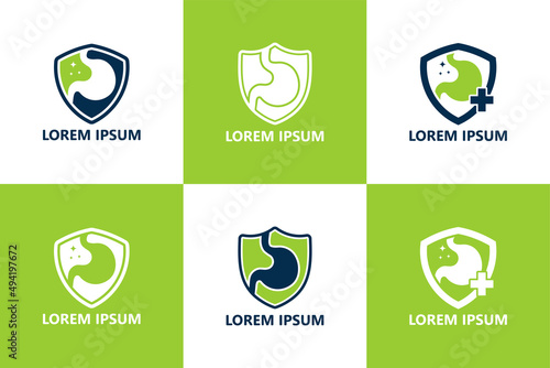 Set of stomach shield logo template design vector