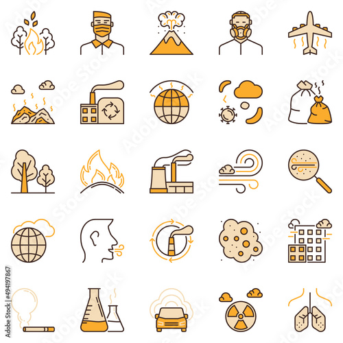 Air Pollution colored icons - vector concept signs