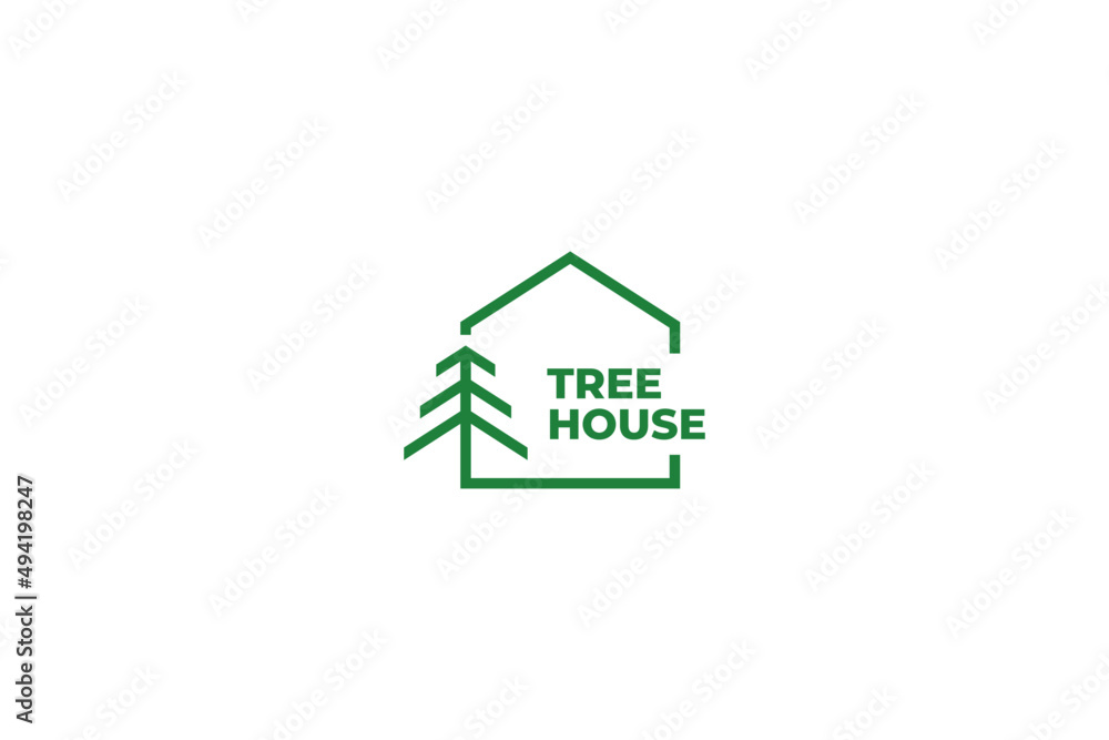 House logo with tree concept design vector template House logo with tree concept design vector template