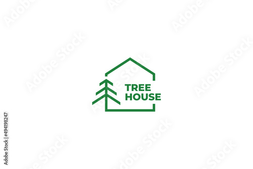 House logo with tree concept design vector template