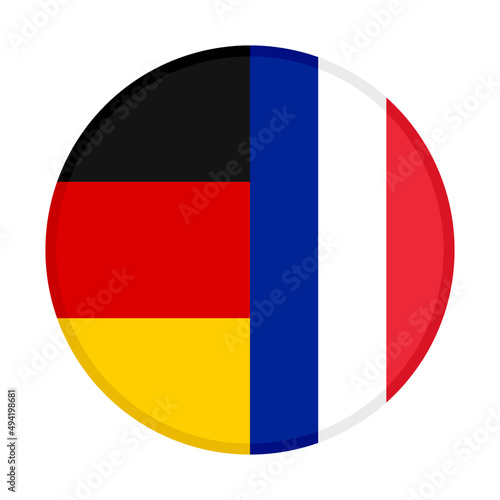 round icon with germany and france flags, isolated on white background