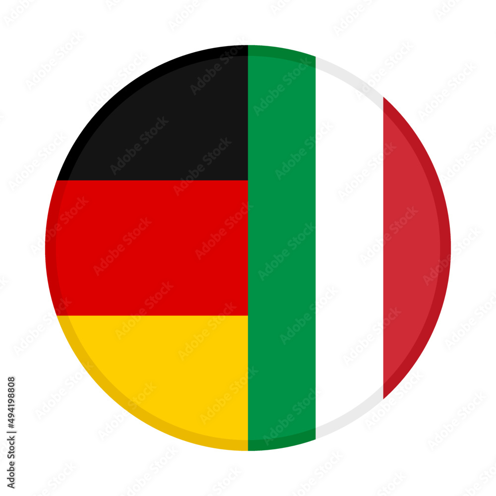 round icon with germany and italy flags, isolated on white background round icon with germany and italy flags, isolated on white background