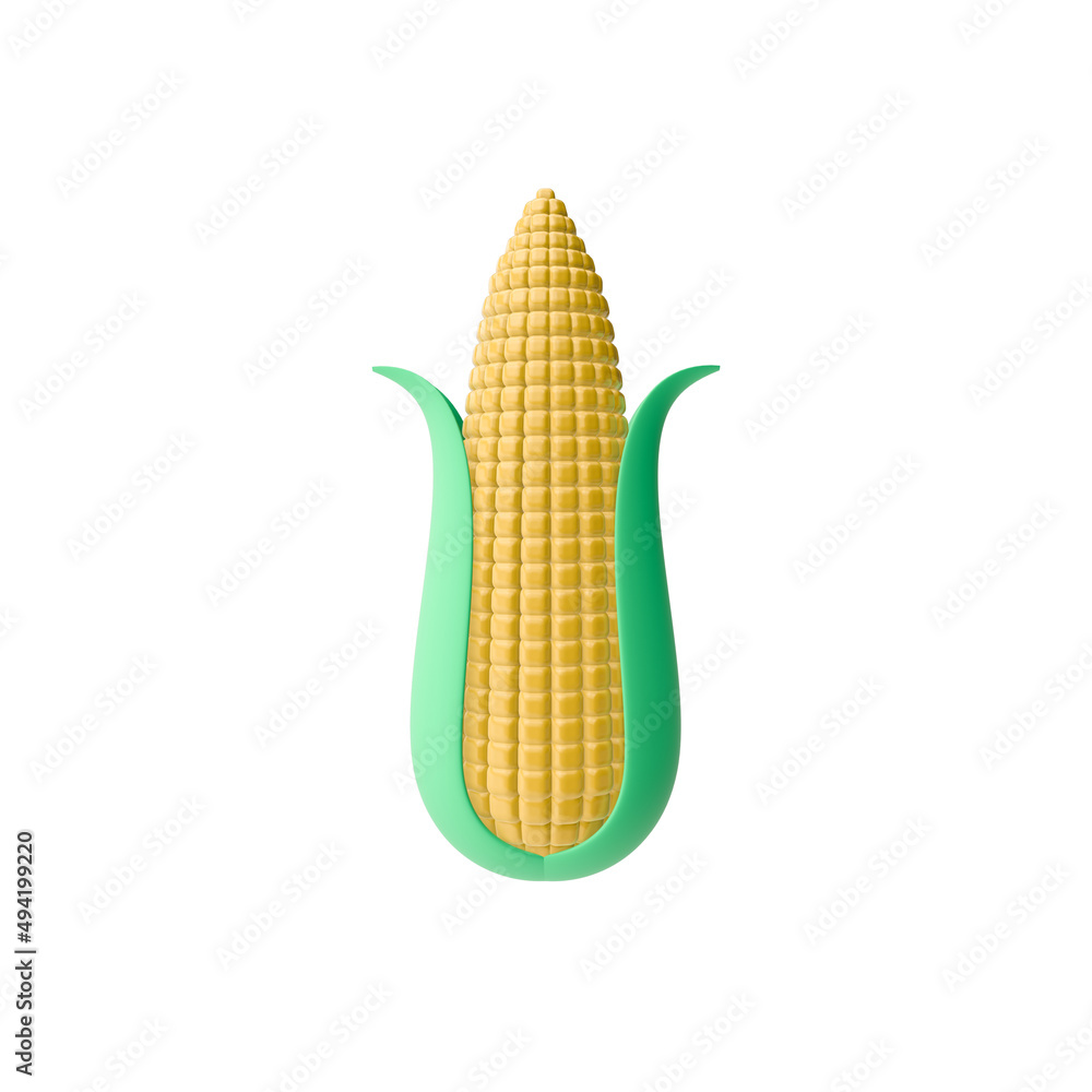 3d render illustration of corn. Modern trendy design. Simple icon for web and app. Isolated on white background. 3d render illustration of corn. Modern trendy design. Simple icon for web and app. Isolated on white background.