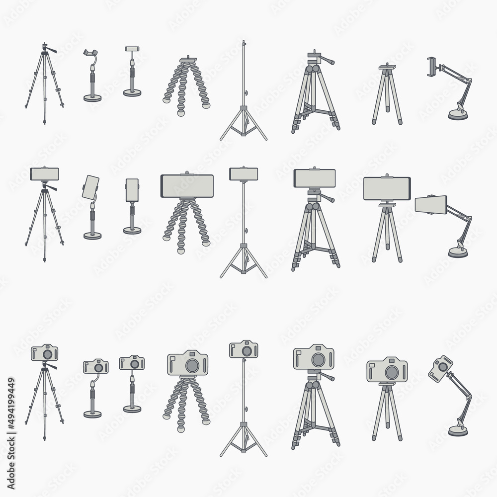 Various Tripod Camera And Smartphone Mobile Setup Various Tripod Camera And Smartphone Mobile Setup