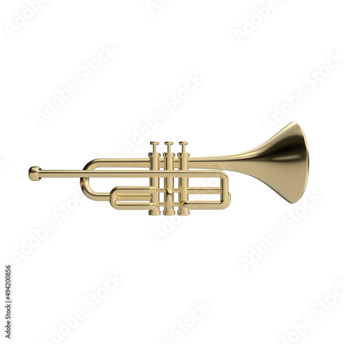 3d render illustration musical instrument trumpet. Modern trendy design. Simple icon for app and web. Isolated on white background.