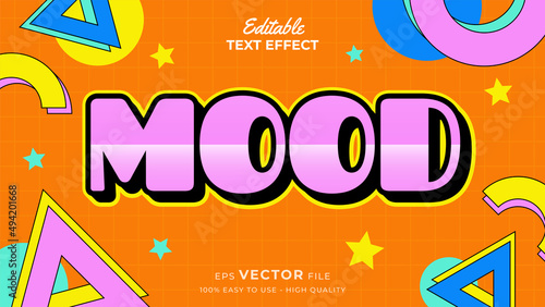 Editable text style effect - retro old school cartoon text in groovy style theme