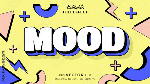 Editable text style effect - retro old school cartoon text in groovy style theme