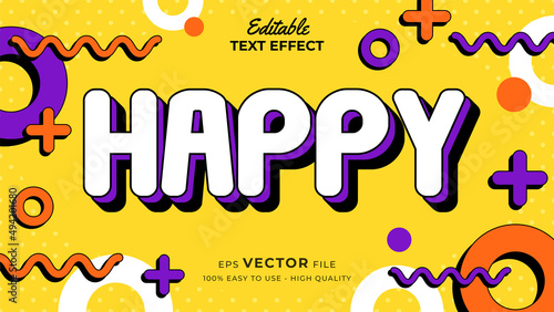 Editable text style effect - retro old school cartoon text in groovy style theme